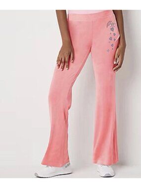 Juicy By Juicy Couture Womens Small Pink Flare Mid Rise Track Pants Flamingo
